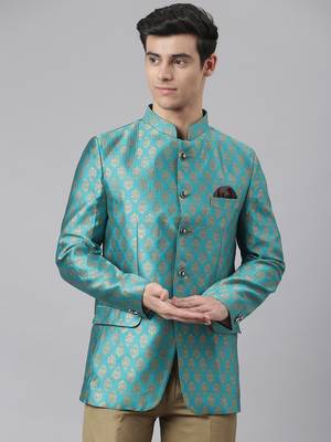 green Polyester  printed stitched blazers 1