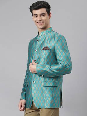 green Polyester  printed stitched blazers 3