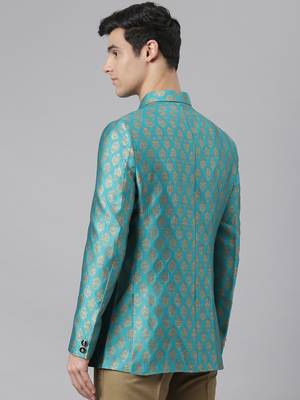 green Polyester  printed stitched blazers 4