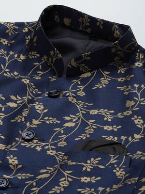 blue Polyester  printed stitched blazers 2