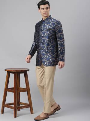 blue Polyester  printed stitched blazers 5