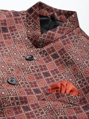 Brown Polyester  printed stitched  blazer 2