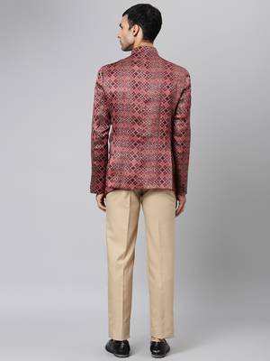 Brown Polyester  printed stitched  blazer 4