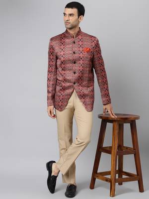 Brown Polyester  printed stitched  blazer 5