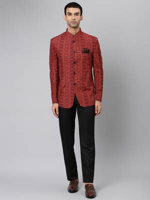 Brown Polyester  printed stitched  blazer 1
