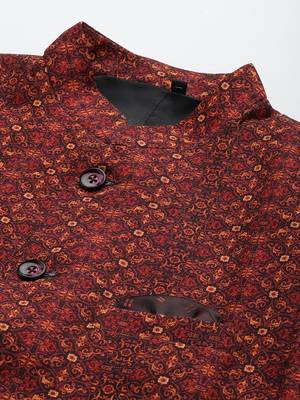 Brown Polyester  printed stitched  blazer 2