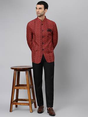 Brown Polyester  printed stitched  blazer 5