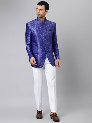 Blue Polyester  printed stitched  blazer 1