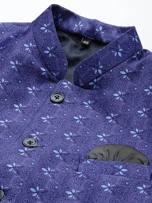 Blue Polyester  printed stitched  blazer 2