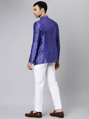 Blue Polyester  printed stitched  blazer 4