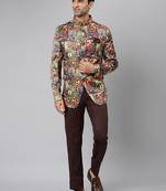 Brown Polyester  printed stitched  blazer