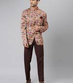 Brown Polyester  printed stitched  blazer
