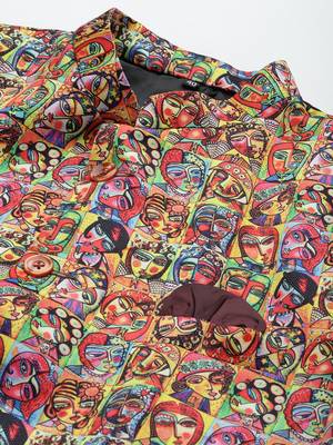 Brown Polyester  printed stitched  blazer 2