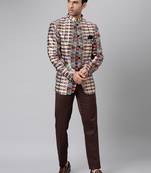 Brown Polyester  printed stitched  blazer