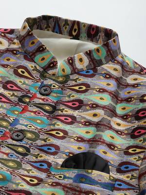 Brown Polyester  printed stitched  blazer 2