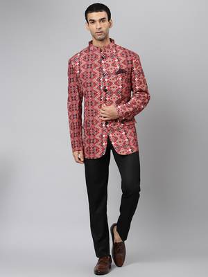 Brown Polyester  printed stitched  blazer 1
