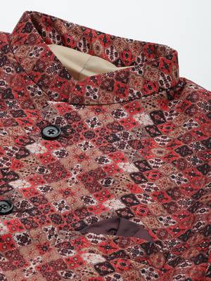 Brown Polyester  printed stitched  blazer 2