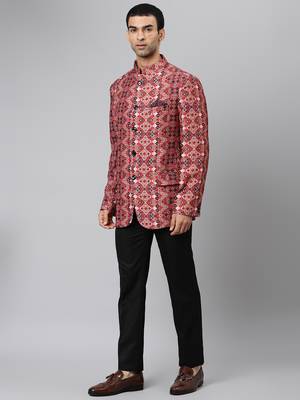 Brown Polyester  printed stitched  blazer 3