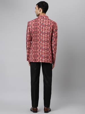 Brown Polyester  printed stitched  blazer 4