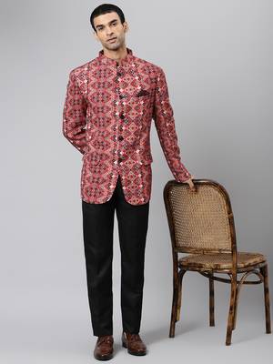 Brown Polyester  printed stitched  blazer 5