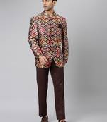 Brown Polyester  printed stitched  blazer