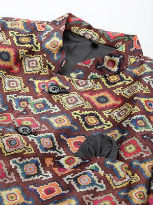 Brown Polyester  printed stitched  blazer 2