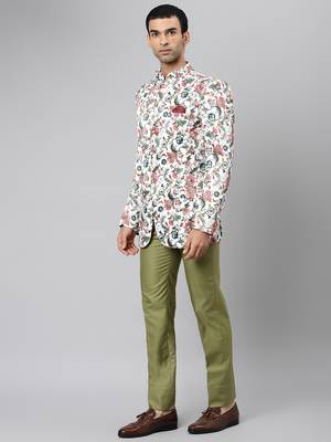 White Polyester  printed stitched  blazer 3