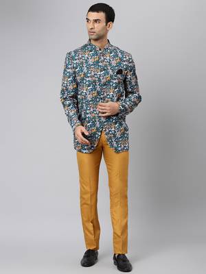 Green Polyester  printed stitched  blazer 1