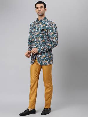 Green Polyester  printed stitched  blazer 3