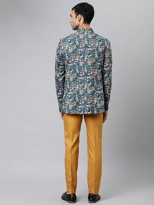 Green Polyester  printed stitched  blazer 4
