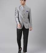 Grey Polyester  printed stitched  blazer
