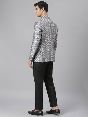 Grey Polyester  printed stitched  blazer 4
