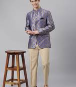 Blue Polyester  printed stitched  blazer