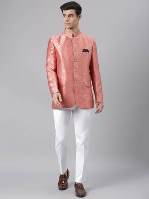 Pink Polyester  printed stitched  blazer 1