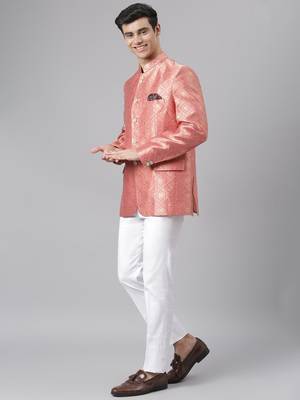 Pink Polyester  printed stitched  blazer 3