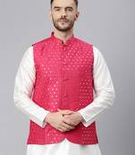 Pink Viscose embroidered stitched jacket