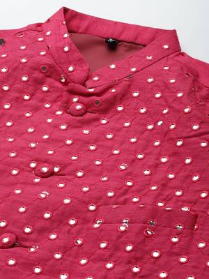 Pink Viscose embroidered stitched jacket 2
