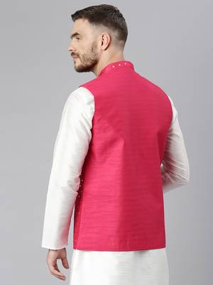 Pink Viscose embroidered stitched jacket 4