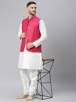Pink Viscose embroidered stitched jacket 5