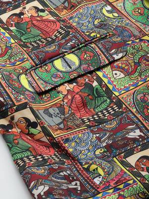 Green Polyester  Printed stitched kurta with pajama 5