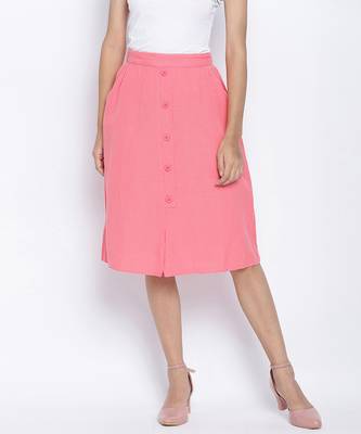 Vegas pink button down casual women skirt 1