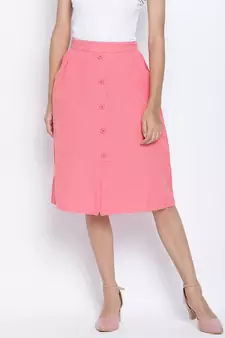 Vegas pink button down casual women skirt