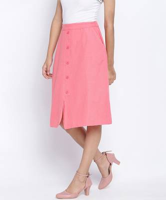 Vegas pink button down casual women skirt 3