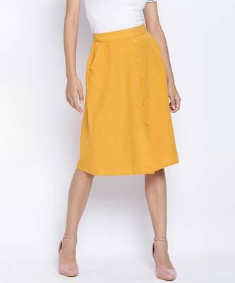 Sun glaze solid button down women skirt 1