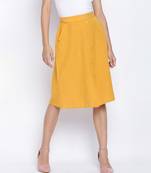 Sun glaze solid button down women skirt