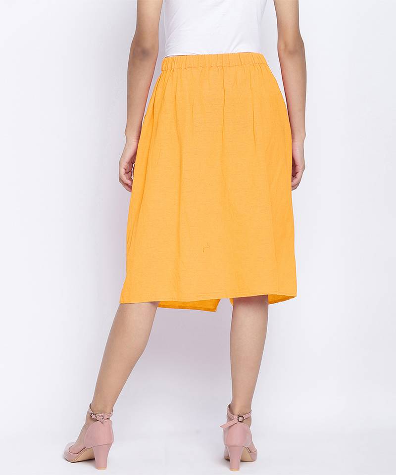 Sun glaze solid button down women skirt