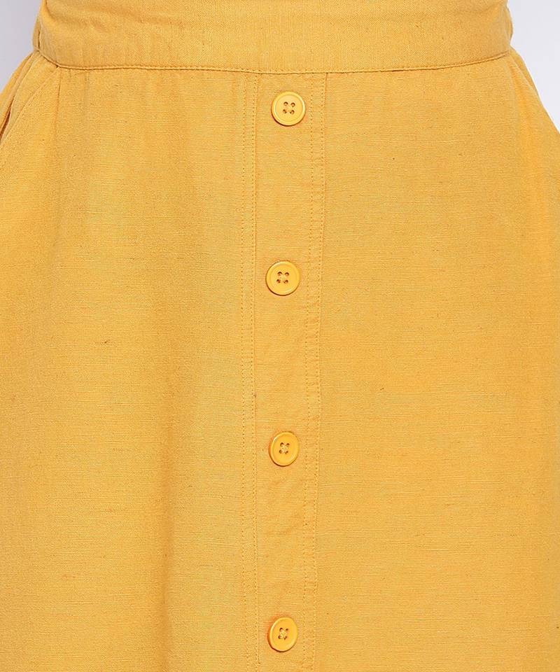 Sun glaze solid button down women skirt