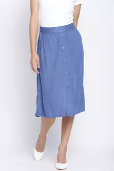 Dior Blue soild button dowm women skirt