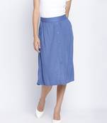 Dior Blue soild button dowm women skirt