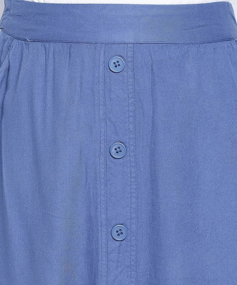 Dior Blue soild button dowm women skirt